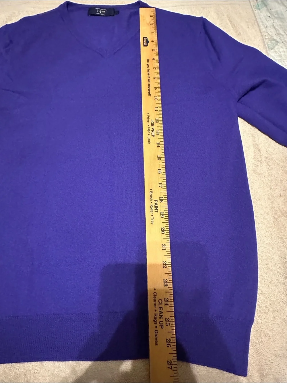 J. Crew Factory Large Men’s V-Neck Sweater in Royal Purple 100 percent Merino Wo